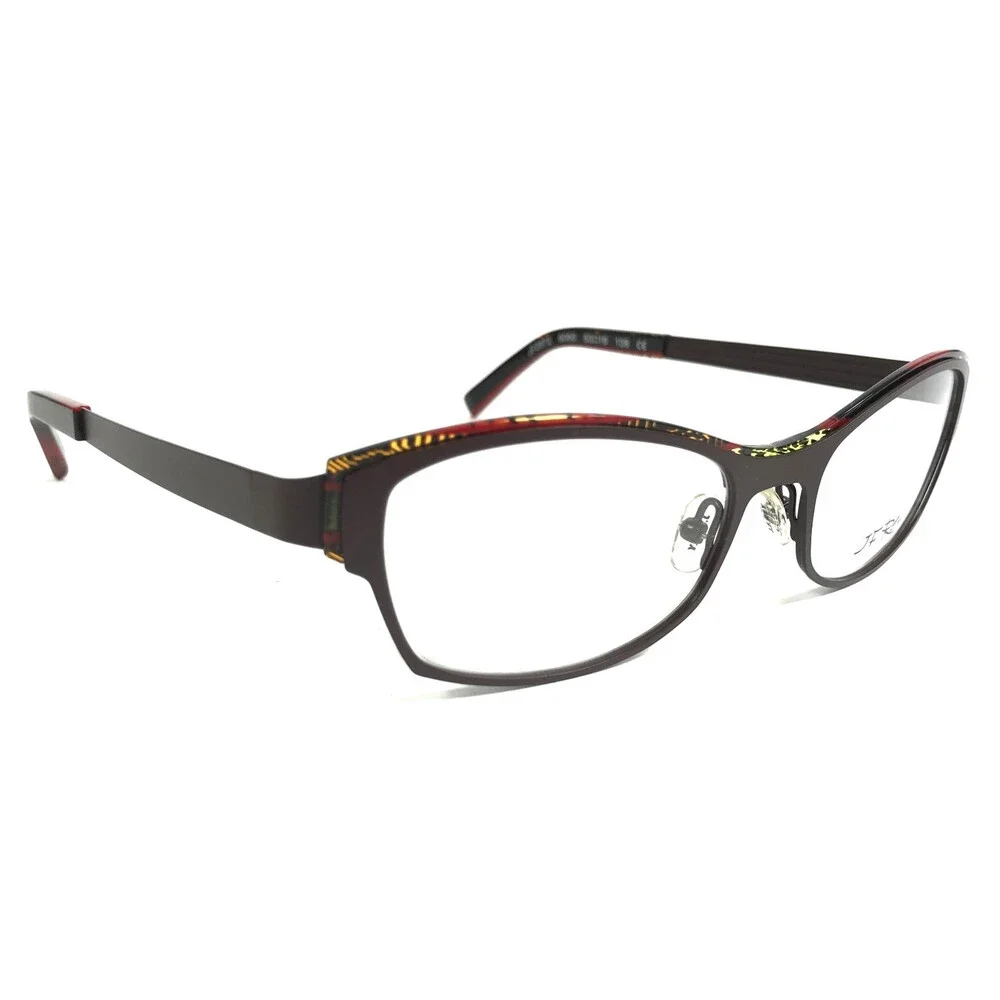 J.F. Rey Eyeglasses Frames JF2572 9060 Brown Green Yellow Cat Eye 53-18-138